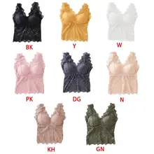 Женский сексуальный кружевной топ с широкими бретельками и v-образным вырезом, открытая спина, без косточек, мягкий жилет конфетного цвета, нижнее белье