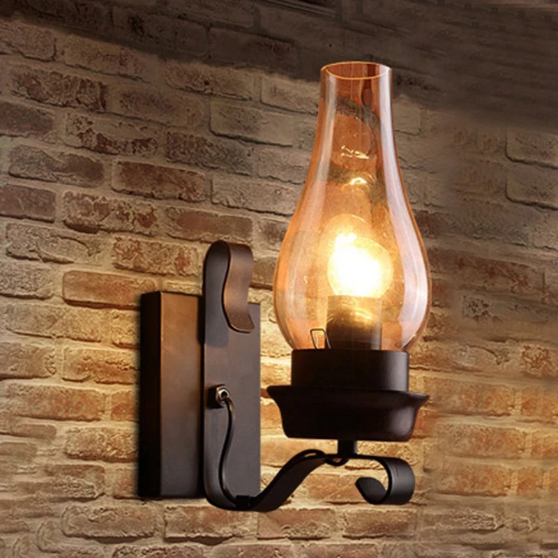 kam Sjah virtueel Vintage Rustieke Wandlamp In Glas En Sfeerverlichting Decoratieve Lamp Voor  Slaapkamer (Niet Bevatten Lampen)|LED Buiten wand verlichting| - AliExpress