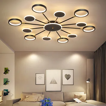 

Black Or Gold Modern Simple Ceiling Light Dining Living Room Multi-head Indoor Bedroom Home Deco LED Surface Mount Panel Lamp