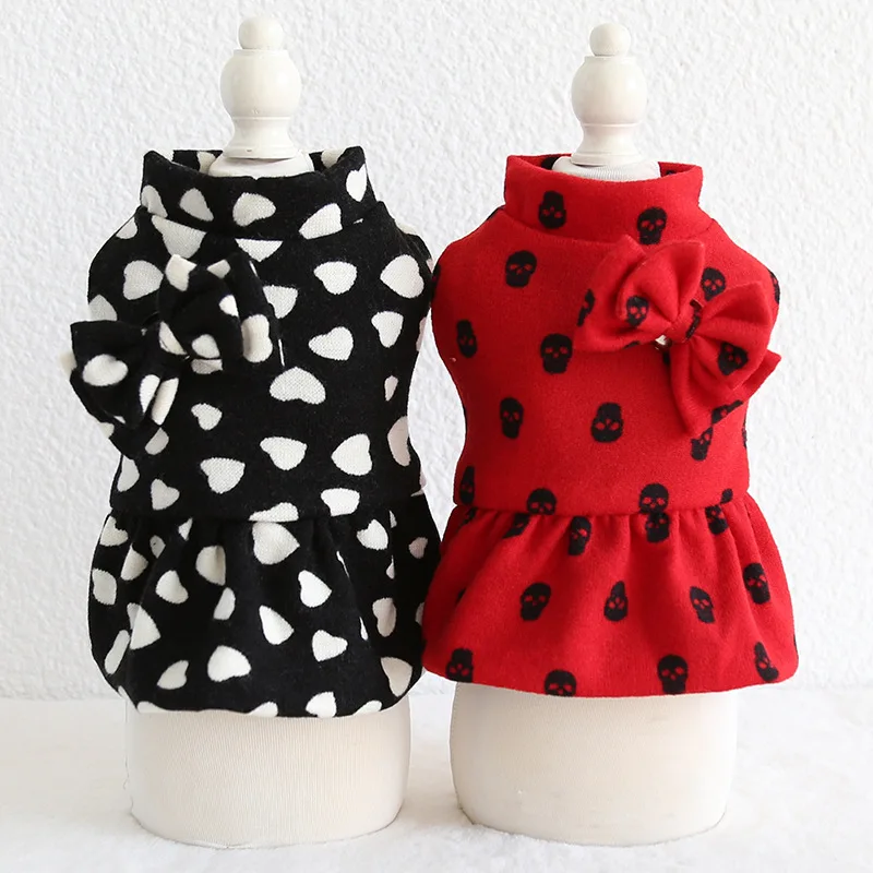 

2019 Newest Dog Warm Dresses with Butterfly Knot Decor Wool Skirt Pet Clothes and Dog Clothes In Autumn and Winter Dog