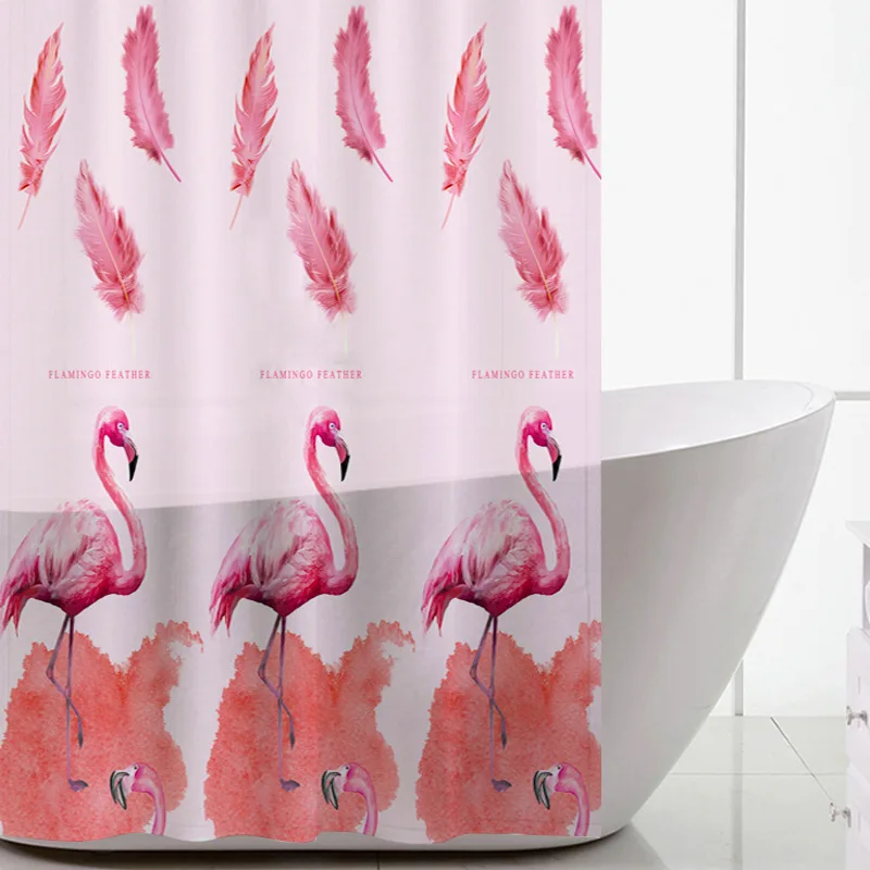 

Modern Design Simple Pink Flamingo PEVA Shower Curtain Printing Shower Curtain Nordic Bathroom Waterproof Partition Curtain