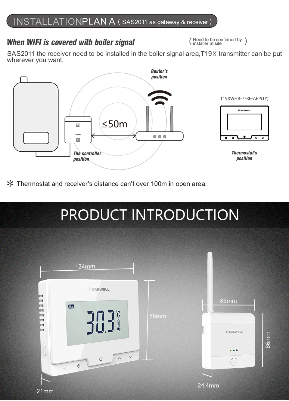 SASWE TUYA wifi умный термостат регулятор температуры для газового котла/беспроводной комнатный термостат работает с Alexa Google Home