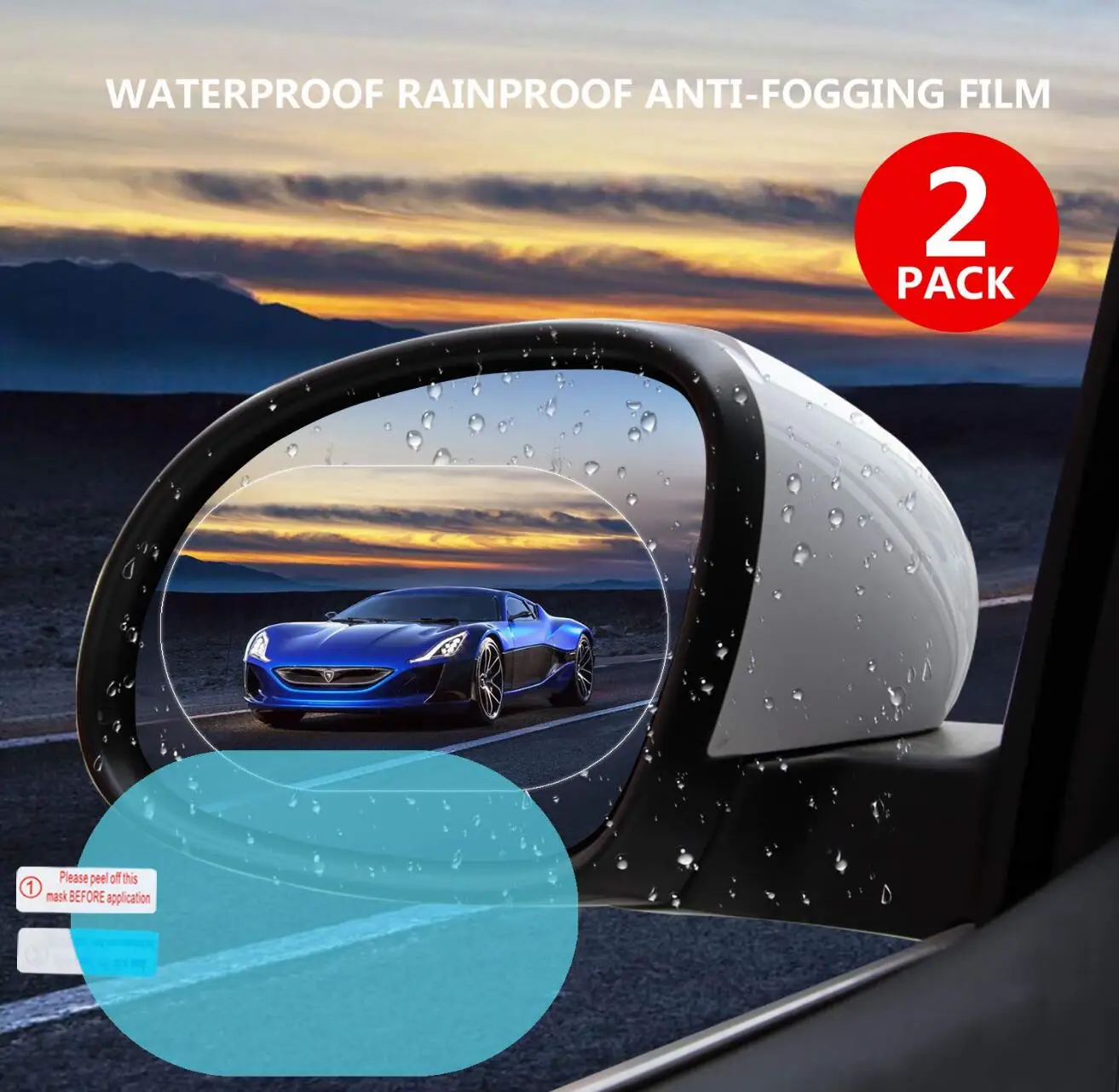 2 uds Anti niebla película retrovisor película protectora para espejo para coche Anti-lluvia película antiempañamiento Auto vista trasera película espejo impermeable