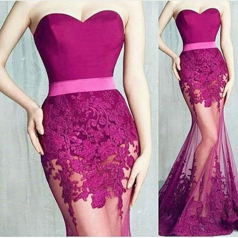 Robe de soiree longue розовые прозрачные платья для подружек невесты с цветочной аппликацией и шлейфом