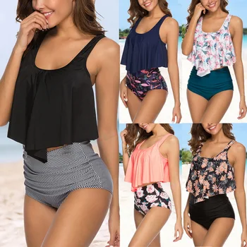 

New Swimwear Women Bikini 2020 Mujer High Waist Swimsuits Ruffle Bikinis Swimming Suit For Womens Tankinis Biquini Bathing Suits