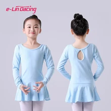 Customized Logo Long Sleeve Dance Leotard Cottom Skirt Suit Kids Children Ballet Gymnastics Leotard with Shorts Dancing Dresses