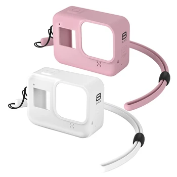 

2x Soft Silicone Body Case for Gopro Hero 8 Case Silicone Protective Full Cover Shell for Gopro 8 Action Camera Accessories(Whit
