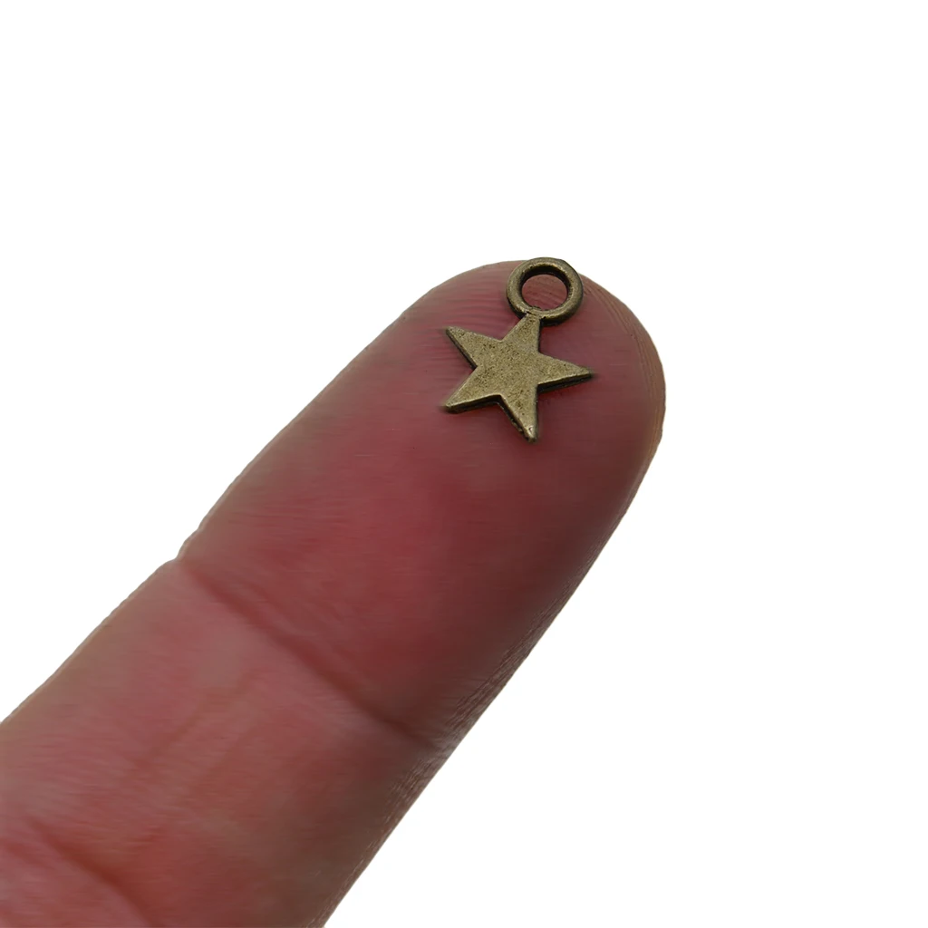 300 Pcs  Metal Stars Beads Bronze Star Pendant for Jewelry Making Pentagram Charm Pendants 10 x 8mm