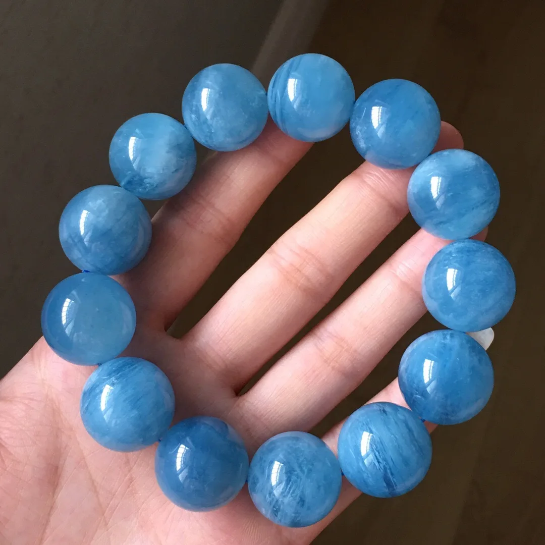 

Natural Aquamarine Bracelets Color Blue Run Bright Large Particles Water Bowl Head Foot Crystal Clean Simple Glorious