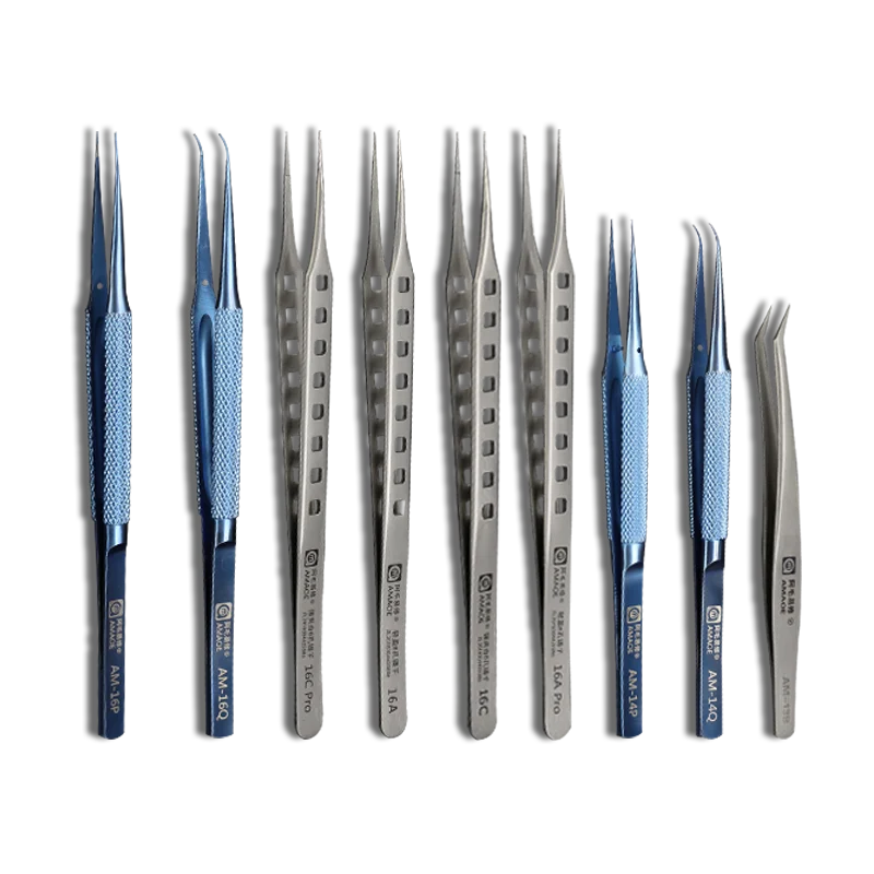 Amao Higher Quality Tweezers Set Stainless Steel Precision Straight