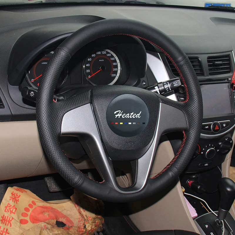 Руль для Hyundai Solaris 2010 2016 Verna i20 2009 2015 акцент Оплетка на руль хендай солярис|steering wheel
