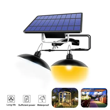 

Waterproof Double Head Solar Pendant Light Outdoor Indoor Solar Lamp With Cable Suitable for courtyard garden outdoor