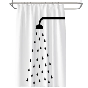 

Shower Nozzle 3D Print Waterproof Thickening Polyester Shower Curtain Toilet Partition Curtain Bathroom Curtain with Metal Hooks