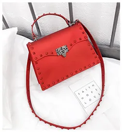 Женская сумка, новинка, матовая, с заклепками, сумка с замком, с пряжкой, Желейная, сумка через плечо, сумки через плечо для женщин, Torebki Damskie Sac A основной Femme - Цвет: Красный