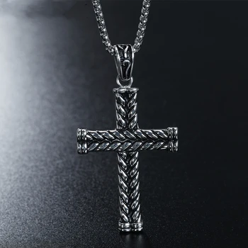 

Loredana Exquisite necklaces for men.Retro The classic Christian cross.Simple style symmetrical grain stainless steel necklace