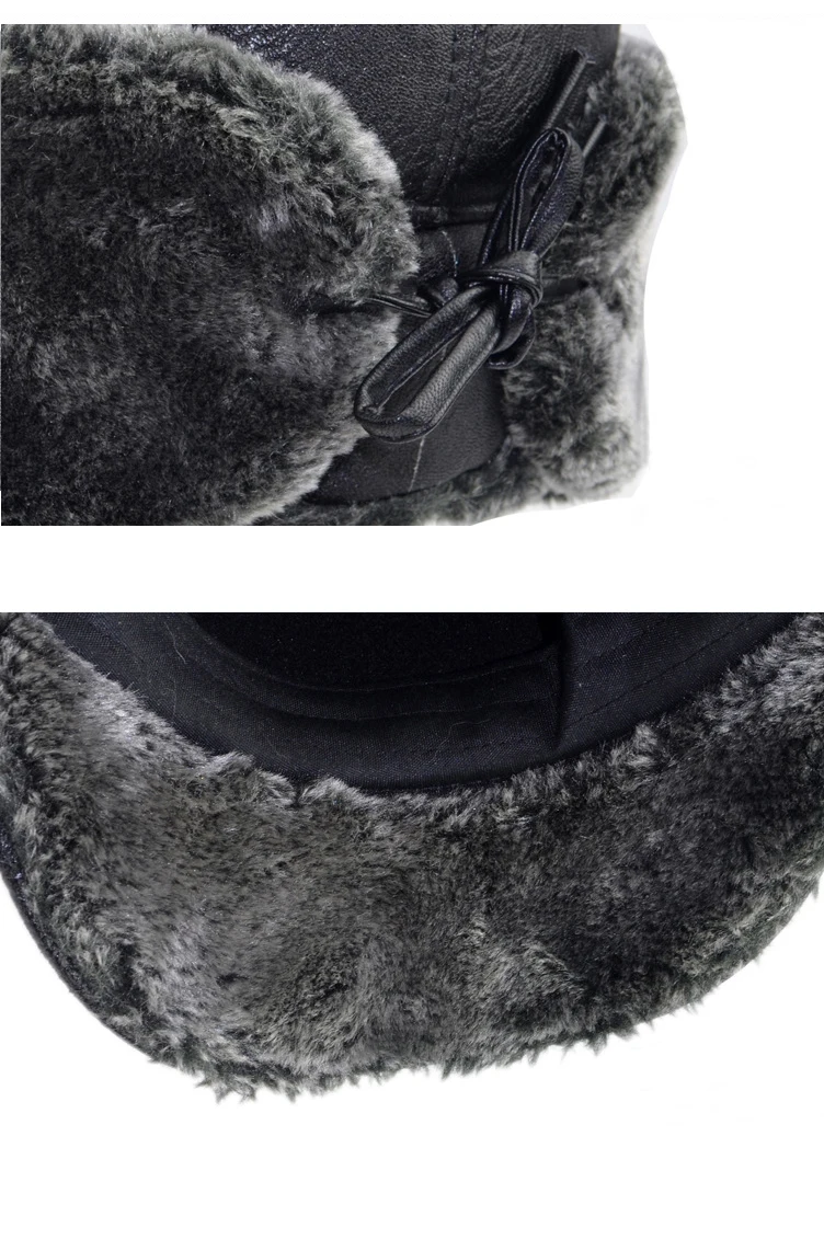 Sparsil Мужская зимняя искусственная Кожаная шапка для взрослых, теплые ветрозащитные плюшевые шапки-бомберы с ушками, утолщенные меховые снежные шапки