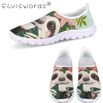 

ELVISWORDS Cute Sloth Printed Men Casual Shoes Summer Mesh Shoes Slip On Sneakers Breathable Soft Beach Shoes Zapatillas hombre
