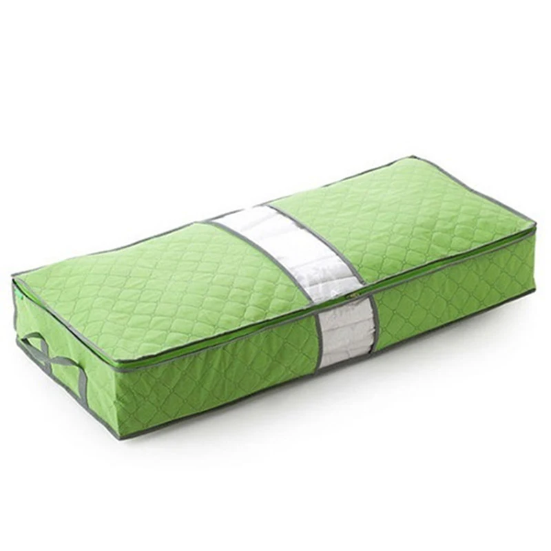 Большая сумка для хранения на молнии с ручками для одежды, пуховая подушка под кровать, 4 цвета - Цвет: Зеленый