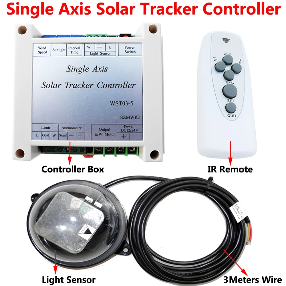 

Electronic Single Axis Solar Tracking Tracker Controller +Waterproof Light Sensor +IR Remote for Solar Cell Solar Panel System