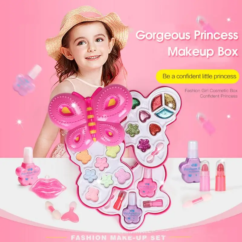 

2020 Big Makeup Cosmetics Set Kids Girls Toy Cosmetics Set Safety Make Up Kit Play House Lollipop Water-soluble Christmas Gift