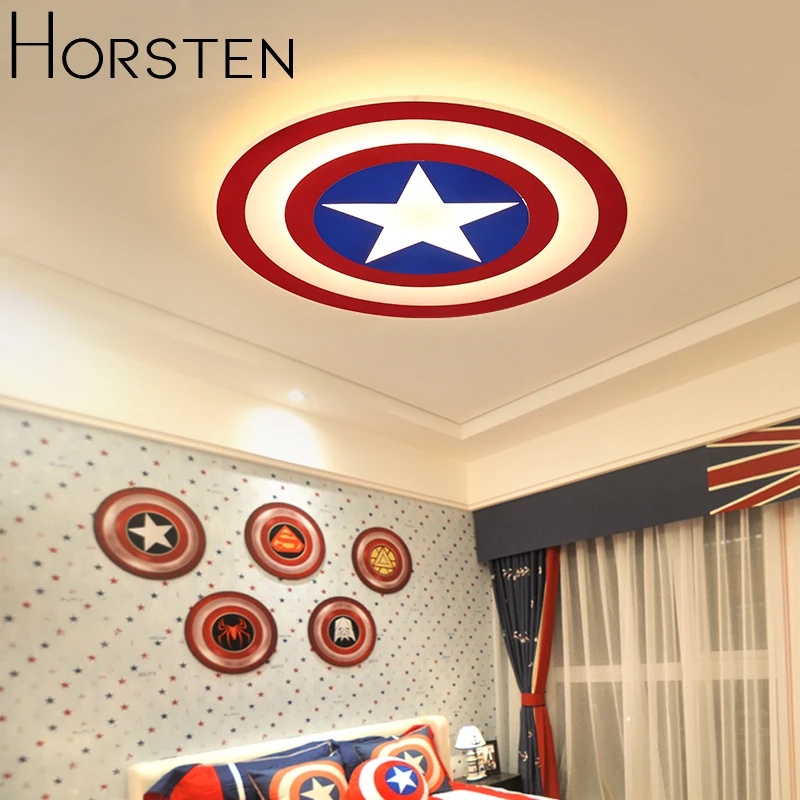 Креативное освещение для детской комнаты акриловый светодиодный потолочный светильник Капитан Америка для детской комнаты детская спальня Dia62cm 45W потолочные лампы