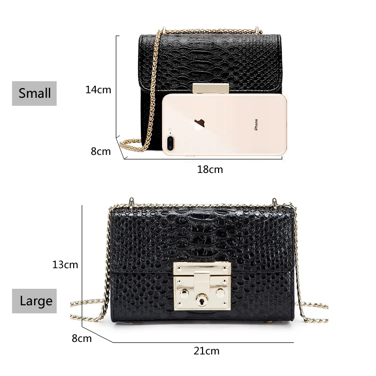 Cena Proste Alligator skóra krokodyla Mini małe kobiety Crossbody łańcuch torby torba listonoszka na ramię torebka torebki Bolsas Feminina