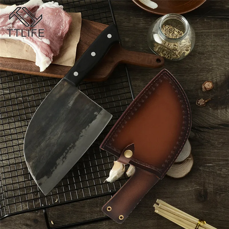 TTLIFE ручной работы высокого класса ножи для кожи шеф-повара Ножи кобура мясник ножи кухонные ножи для хранения Кливер