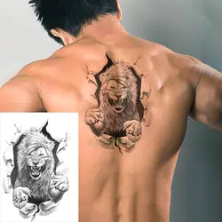 Водонепроницаемая временная татуировка наклейка roaing lion king big animal tatto черная флэш-тату поддельные татуировки на спине для мужчин и женщин