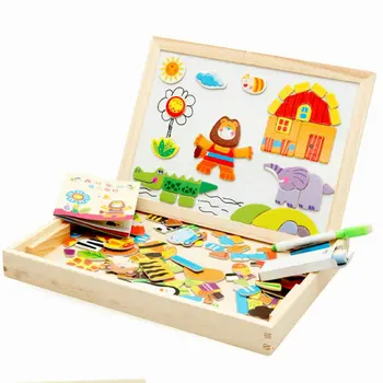 

Wooden Magnetic Puzzles Animals Farm spelling puzzle Drawing Board Jigsaw puzzle Box Learning Educational toys for children gift