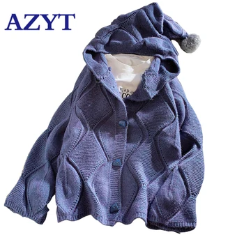 

Single-Breasted Fashion Knit Hooded Cardigan Female Jacket 2020 Korean Sweater Jacket Thicken Loose Solid Knitshirt For Women