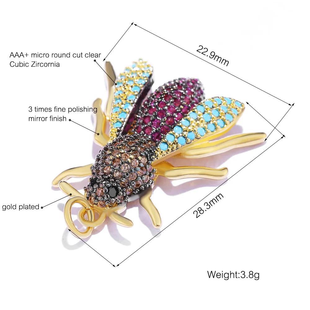 Juya ювелирные подвески для самостоятельного изготовления, принадлежности, микро ПАВЕ, циркон, золото, насекомое, пчелы, Бабочка, подвески, Подвеска для женщин, браслет, ожерелье, изготовление - Окраска металла: Gold