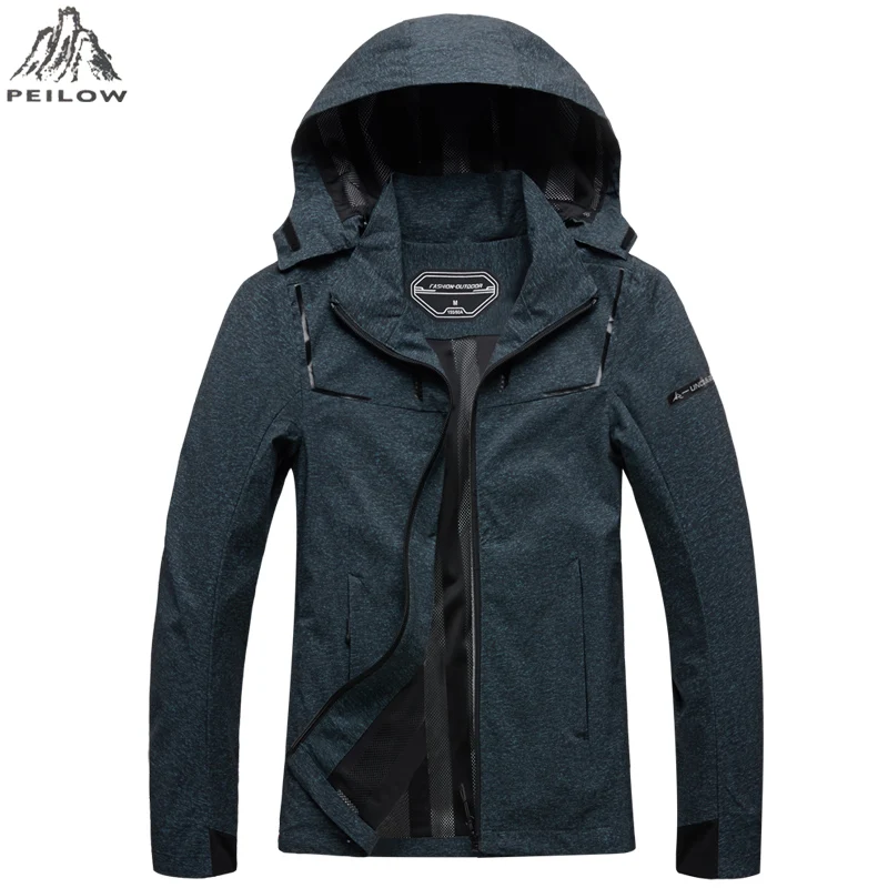 Большие размеры 6XL 7XL 8XL водонепроницаемая куртка для мужчин весна осень сетка дышащая армейская ветровка мужские флисовые пальто с капюшоном - Цвет: blue