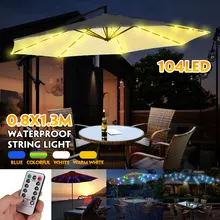 Light Parasol-Lamp Led-Umbrella-Light Garden Flexible 104 Led-String Remote-Control Waterproof