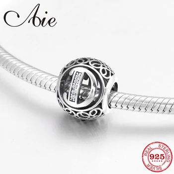 

DIY gift Clear CZ fashion 925 Sterling Silver Hollow out Letter D fine beads Fit Original European Charms Bracelets making