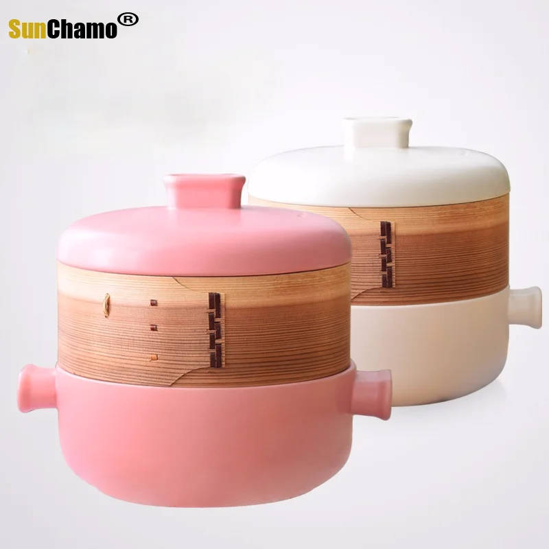 Japanese style Small Steamer Casserole Open fire Ceramic Steamer Pot