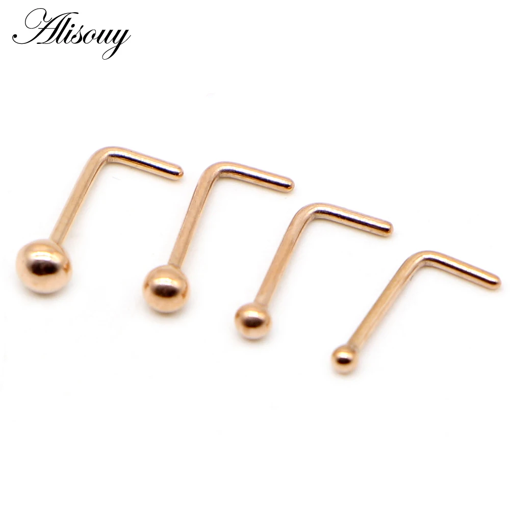 Nose Studs Ball Round Nose Rings L-Shape Stainless Steel Piercing Body Jewelry 1PC for Women nose rings piercing jewelry nose studs body piercing jewelry body jewelry
