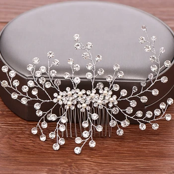

Rhinestone Crystal Hair Comb Wedding Hair Accessories Bridal Tiara Handmade Wedding Head Ornaments For Bridal Hair Comb Jewelry