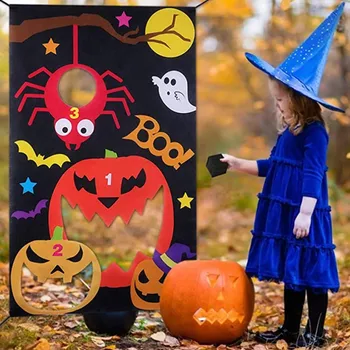 

Children Fun Shot Game Ghost Pumpkin Hanging Flag Halloween Punching Bag Throw halloween decoration мой первый день рождения