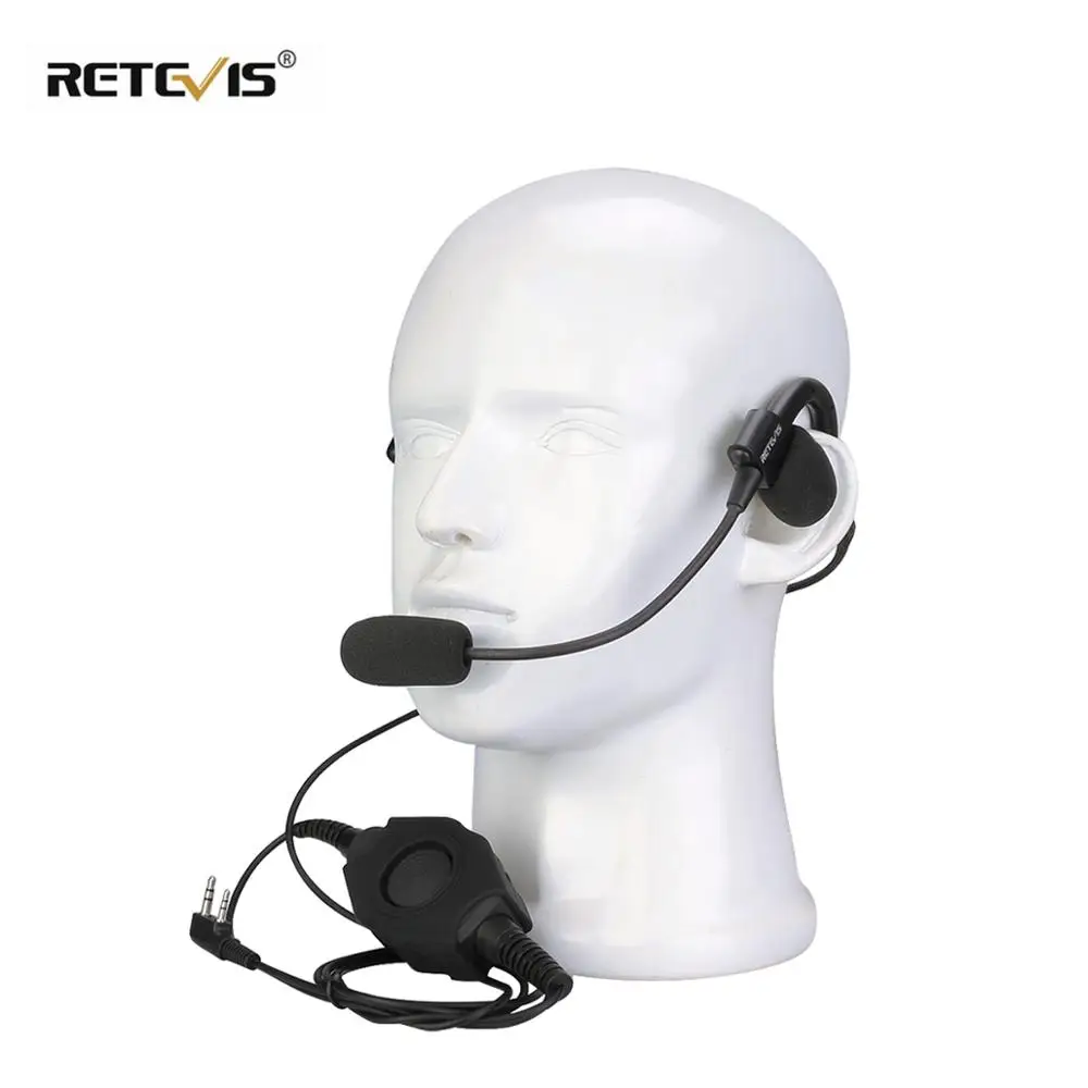 EHK006 2 Pin Behind-the-Head Tactical Earpiece Boom Microphone With IP54 Waterproof Dual PTT For Kenwood Two-way Radio C9127A | Мобильные