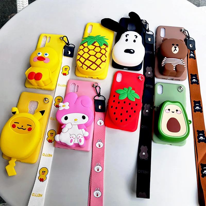 

Cute Cartoon 3D Zipper Wallet Soft Silicone Phone Case For Huawei P10 P9 Plus P30 P20 Mate 20 10 Lite 9 Pro 20X Back Cover Coque