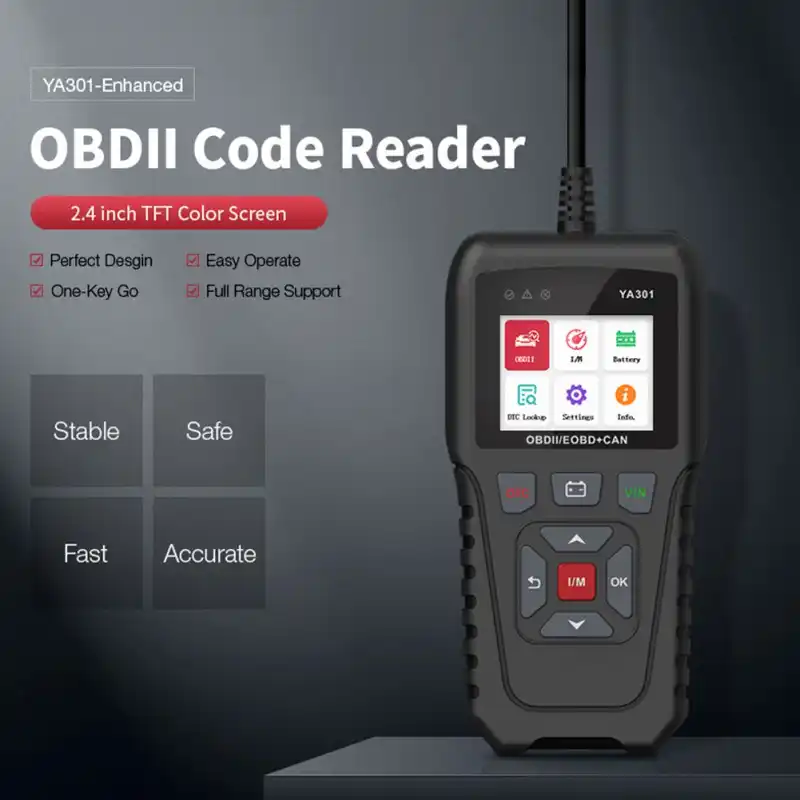 YA301 сканер кодов OBDII YA301 поддержка проверки батареи PK OBD2 KW680 AL319 функция диагностического инструмента бесплатное обновление горячая распродажа