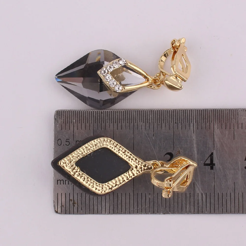 GRACE JUN Fashion Rhinestone Clip on Earrings Without Pierced for Women Girl Party Wedding Elegant Statement Ear Clip New