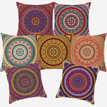 

Boho Mandala Cushion Cover Ethnic Trend Style Pillowcovers Colorful Decorative Sofa Cushions Pillowcase Single Side Printed