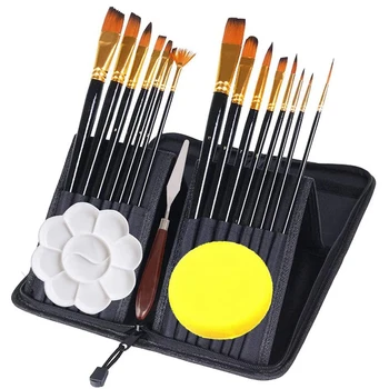 

HOT-18Pcs Artist Paint Brush Set for Acrylic, Oil, Watercolor, Art, Scale Model, Face, Gouache Painting