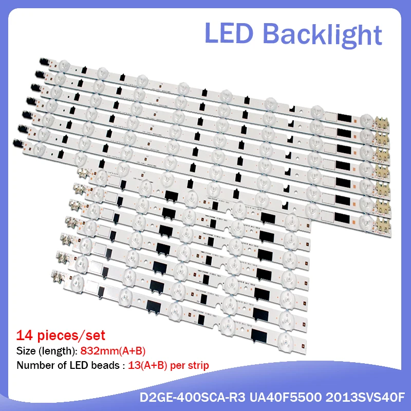 

New 14 Pieces(7R+7L) UA40F5000ARXXR UA40F6300AJXXR LED strip for SAMSUNG 2013SVS40F L8 R5 D2GE-400SCA-R3 D2GE-400SCB-R3
