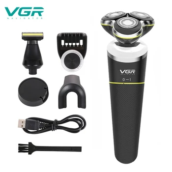 

VGR Fashion Electric Shaver 4D Floating Razor USB Rechargeable Multifunctional Beard Trimmer Body Wash and Waterproof