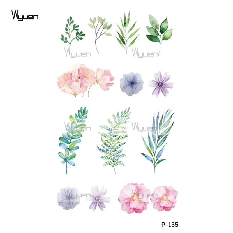 Temporary-Tattoo-Sticker Flowers Fake Tattoo Tatoo Waterproof Blossom Make-Up Body-Art