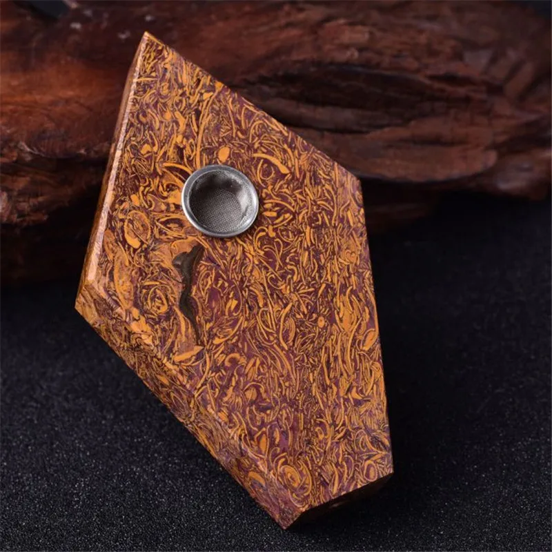 

Natural Golden Silk Jade Quartz Crystal Customized Size Crystal Smoking Pipe