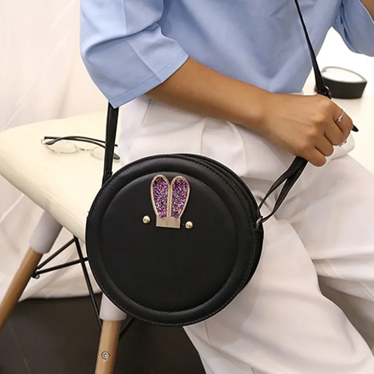 

2017 Winter New Style Rabbit Ear Small round Bag Korean-style Circle Crossbody Bag Small WOMEN'S Bag Mobile Phone Bag