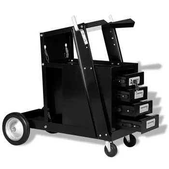 

vidaXL 70Kg Welding Cart With 4 Drawers Black Practical Tool Box Store Tools Lockable Storage Holders